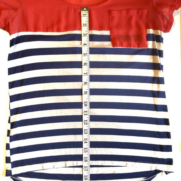 Coral, blue and white Striped Shirt - Picture 2 of 5